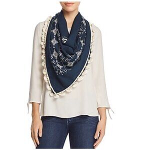 Tory Burch Women's Tassel Embroidered Geometric Scarf